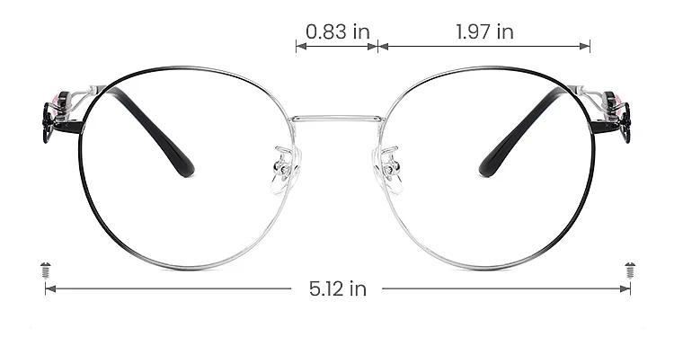 Dana black silver   Metal  Eyeglasses, size view