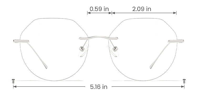 Cool silver   Metal  Eyeglasses, size view