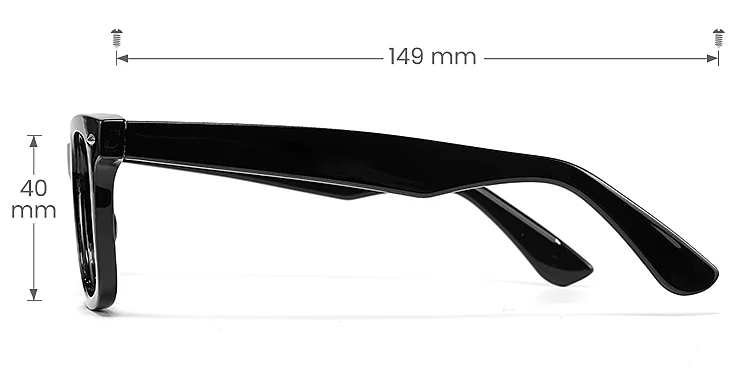 Jose black   Plastic  Eyeglasses, size view