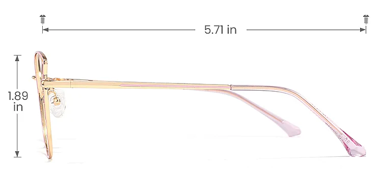 Cloe pink gold   Metal  Eyeglasses, size view