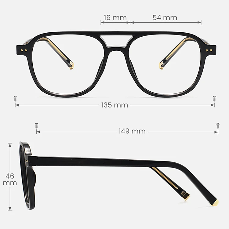 Silas black   Plastic  Eyeglasses, size view