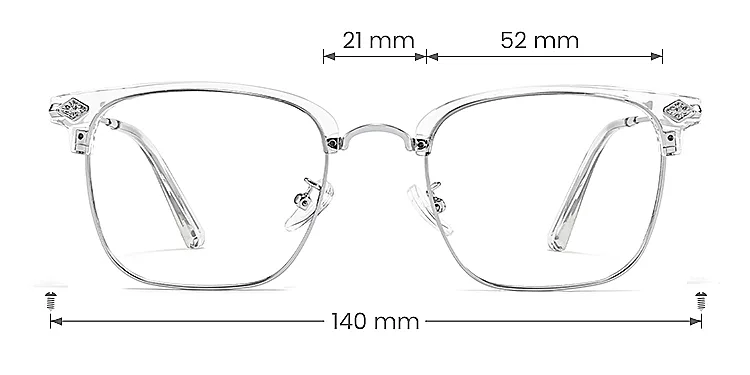 Emeka clear silver   Metal  Eyeglasses, size view
