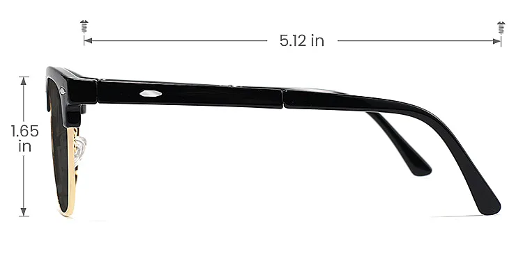 Sutton black gold   TR90  Sunglasses, size view