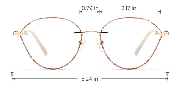 Coral rose gold   Metal  Eyeglasses, size view