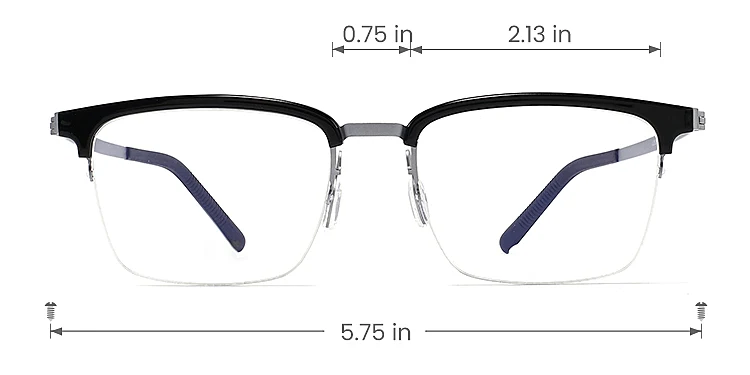 Hatem black silver   Plastic  Eyeglasses, size view