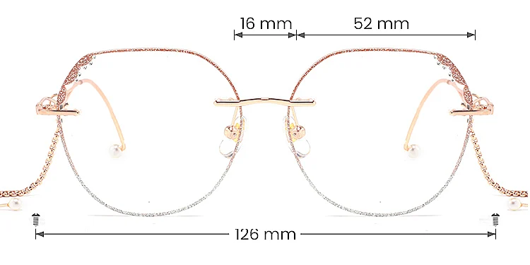 Lavender rose gold silver   Metal  Eyeglasses, size view