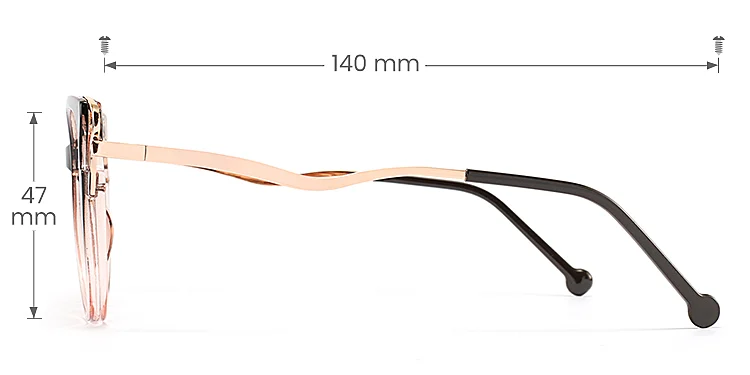 Trista black brown   TR90  Eyeglasses, size view