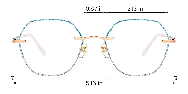 Gem gradient blue   Metal  Eyeglasses, size view