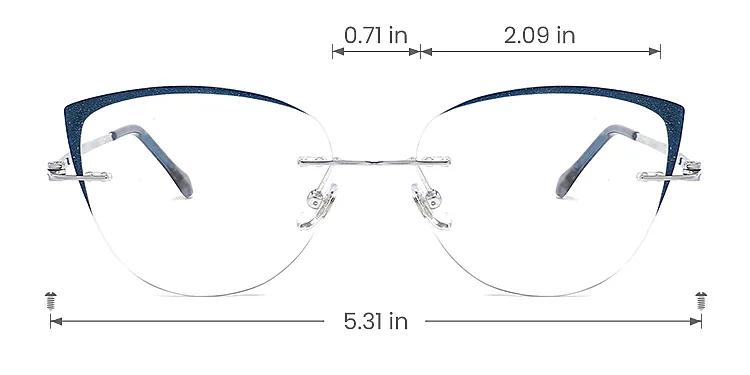 Fluxa blue   Titanium  Eyeglasses, size view