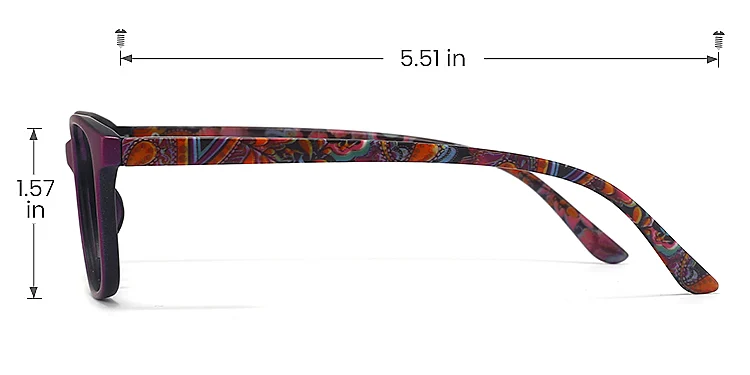 Chase purple floral   Plastic  Eyeglasses, size view