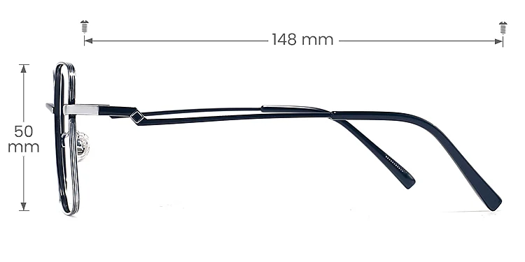 Dalia black silver   Metal  Eyeglasses, size view