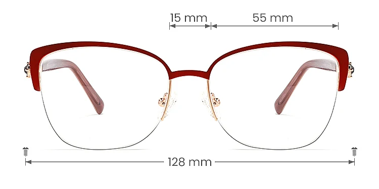 Ramona red   Metal  Eyeglasses, size view