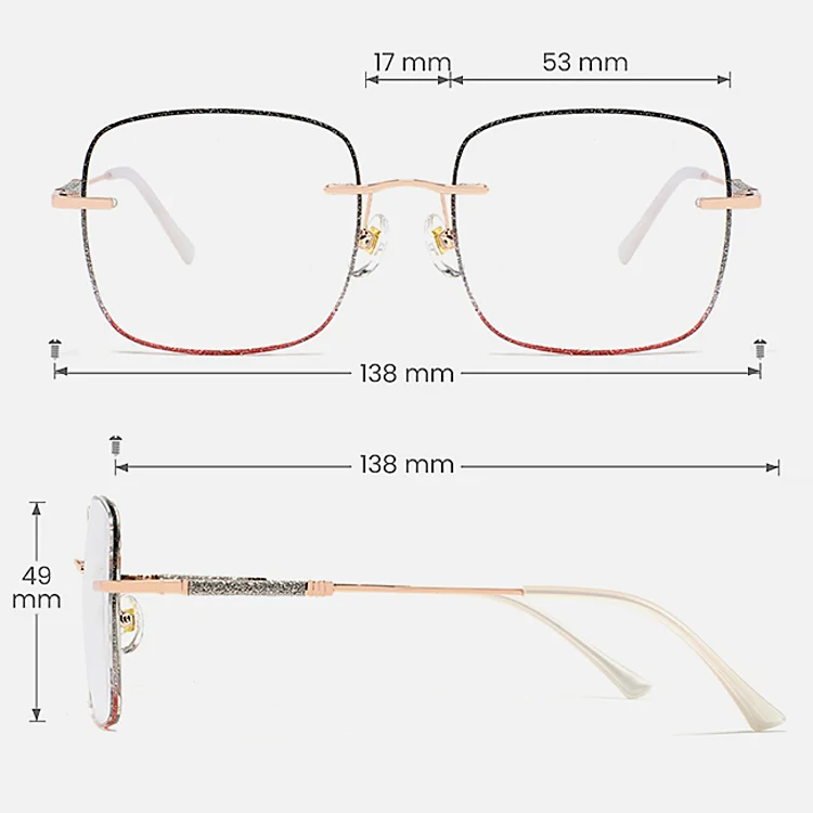 Sparkle black pink   Metal  Eyeglasses, size view