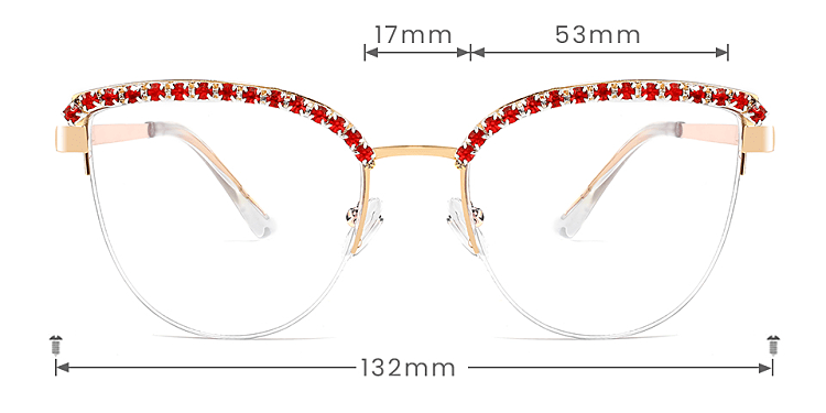 Morning red diamond   Metal  Eyeglasses, size view