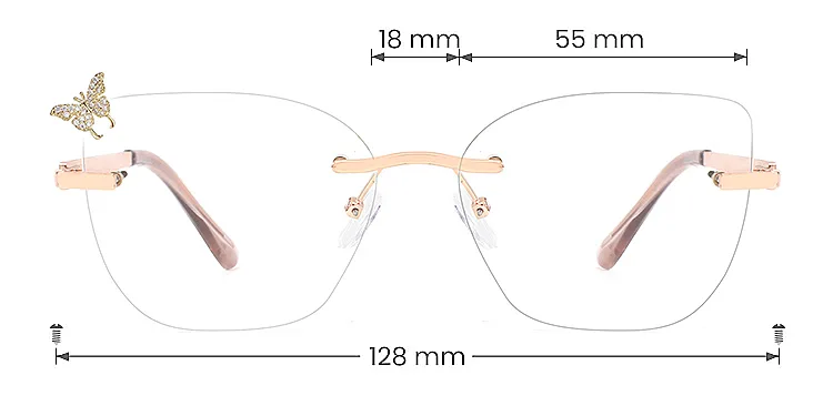Runa rose gold   Metal  Eyeglasses, size view