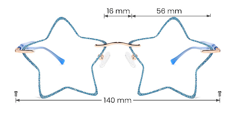 5 Stars blue   Metal  Eyeglasses, size view