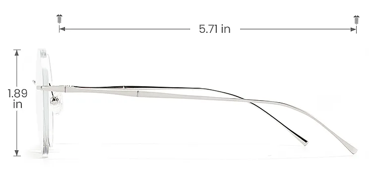 Cool silver   Metal  Eyeglasses, size view