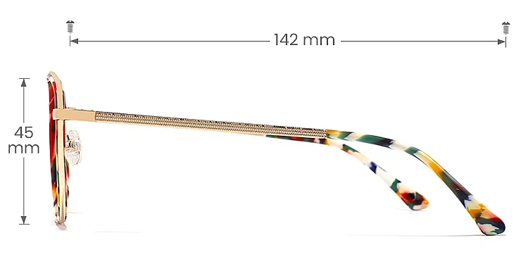 Lillian floral   Metal  Eyeglasses, size view