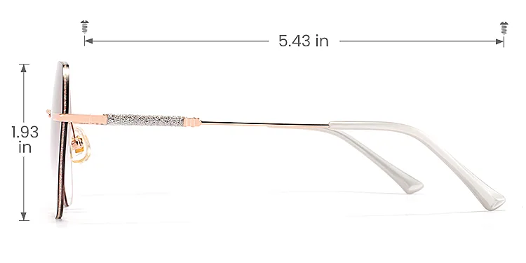 Crystal rose gold   Metal  Sunglasses, size view