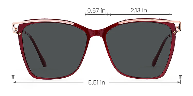 Cili burgundy   Plastic  Sunglasses, size view