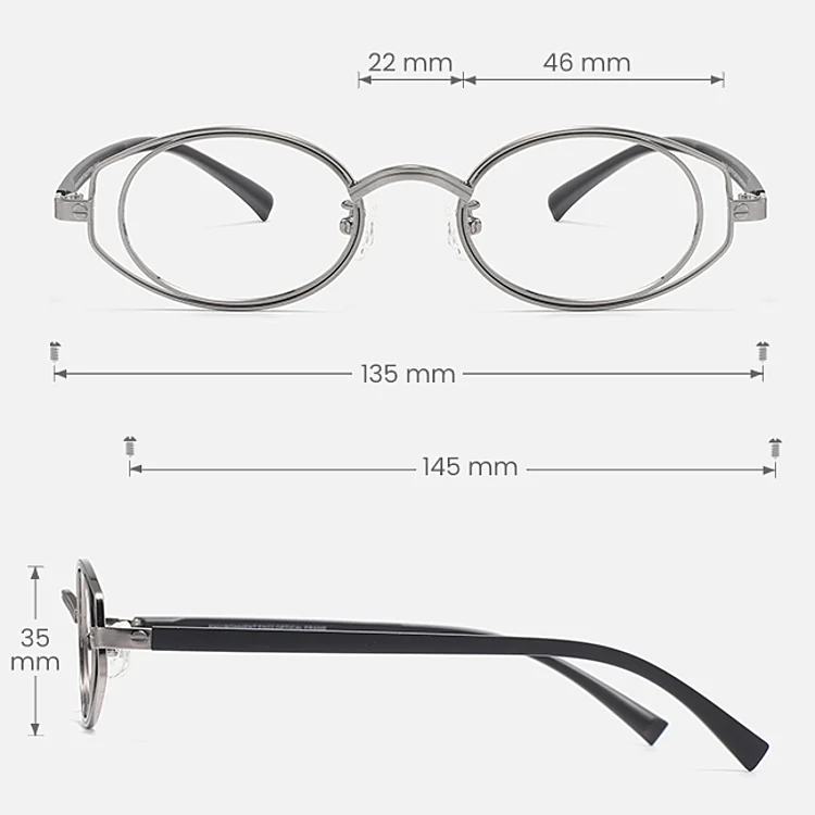 Belara silver   Metal  Eyeglasses, size view
