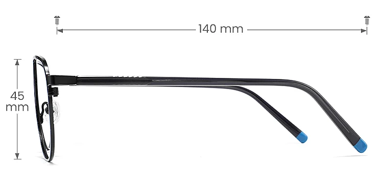 Hamid black   Metal  Eyeglasses, size view
