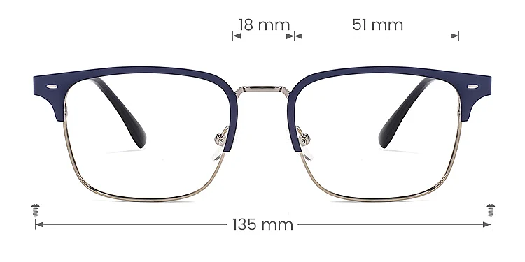 Alger blue silver   Metal  Eyeglasses, size view