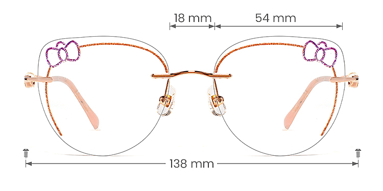 Kitty purple rose gold   Metal  Eyeglasses, size view