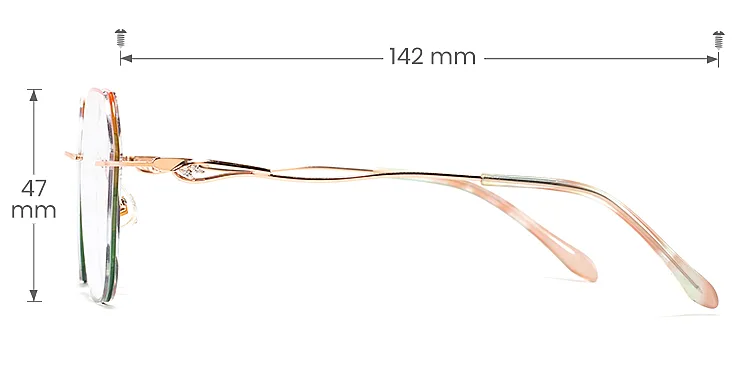 Kila pink green   Metal  Eyeglasses, size view