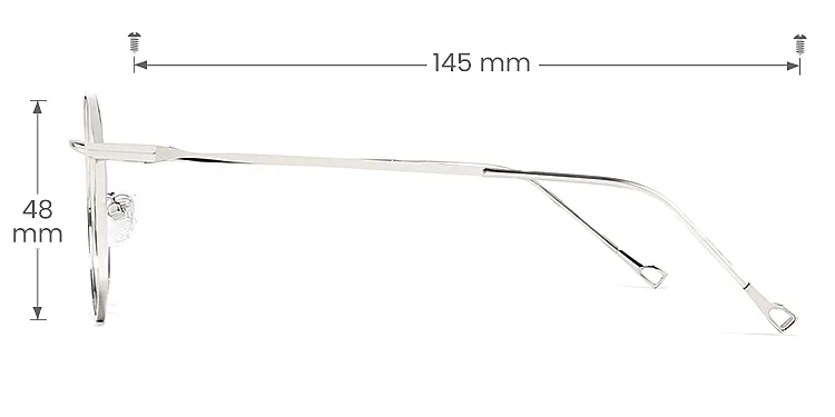 Yates silver blue   Metal  Eyeglasses, size view