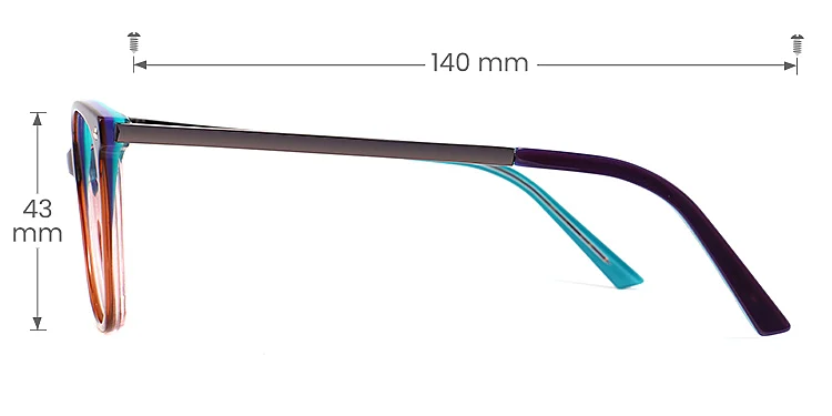 Cleo purple brown   Acetate  Eyeglasses, size view