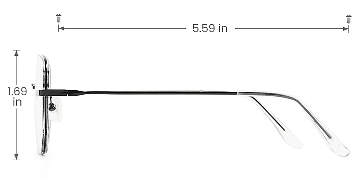 Jayden black   Metal  Eyeglasses, size view