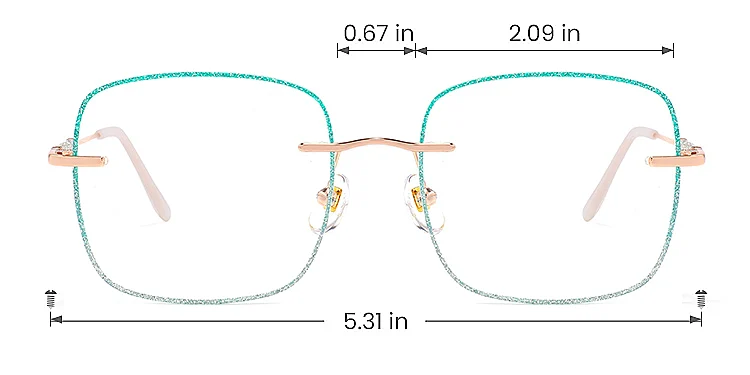 Sparkle green silver   Metal  Eyeglasses, size view