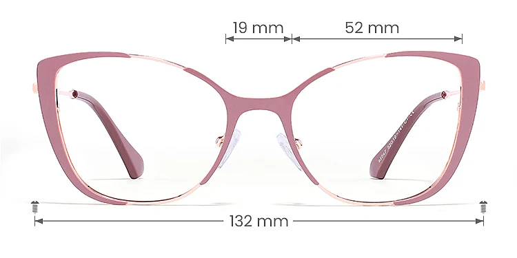 Rian carmine   Metal  Eyeglasses, size view