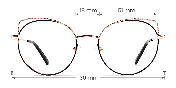 Jelley black rose gold   Metal  Eyeglasses, size view