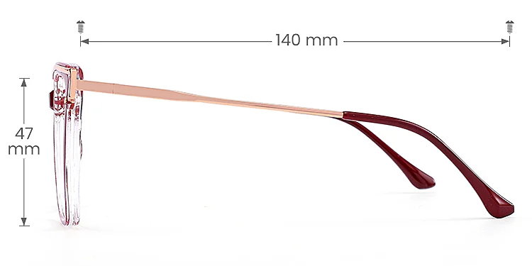 Cili burgundy   Plastic  Eyeglasses, size view