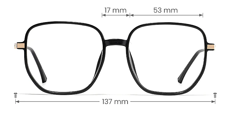 Carolyn black   Plastic  Eyeglasses, size view