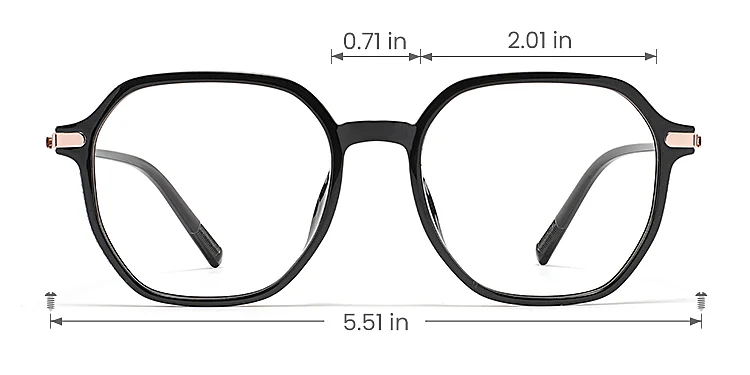 Katelin black   Plastic  Eyeglasses, size view