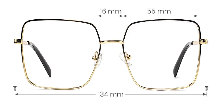 Bette black gold   Metal  Eyeglasses, size view