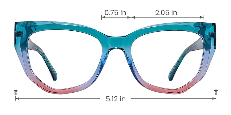 Lucia teal pink   Plastic  Eyeglasses, size view