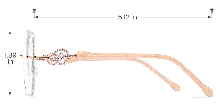 Glitter rose gold silver   Metal  Eyeglasses, size view