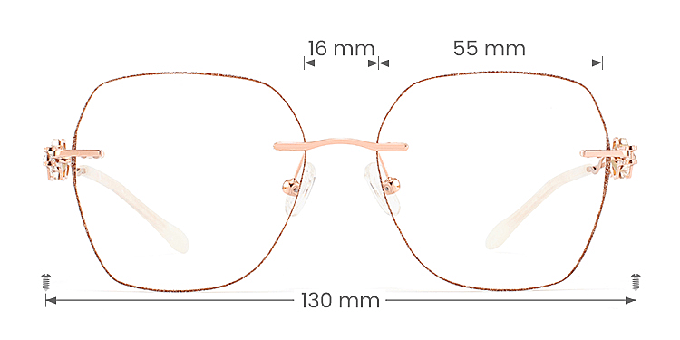 Shine rose gold   Metal  Eyeglasses, size view