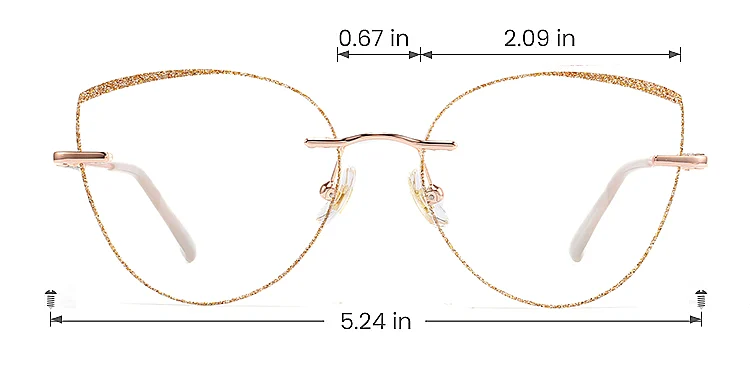 Glamour rose gold gold   Metal  Eyeglasses, size view