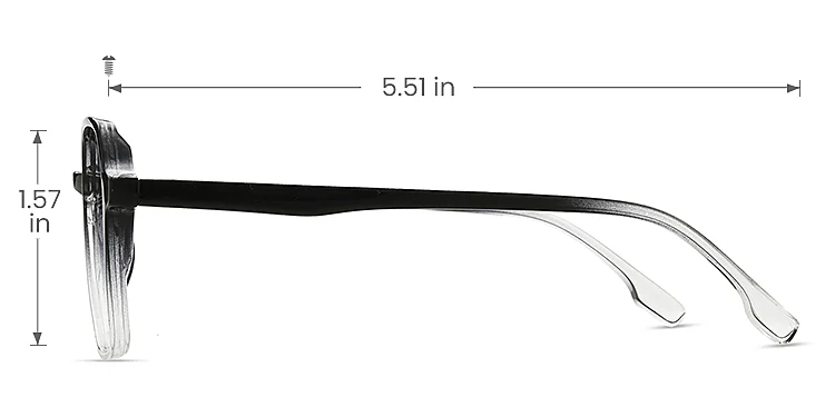 Kendall black clear   TR90  Eyeglasses, size view