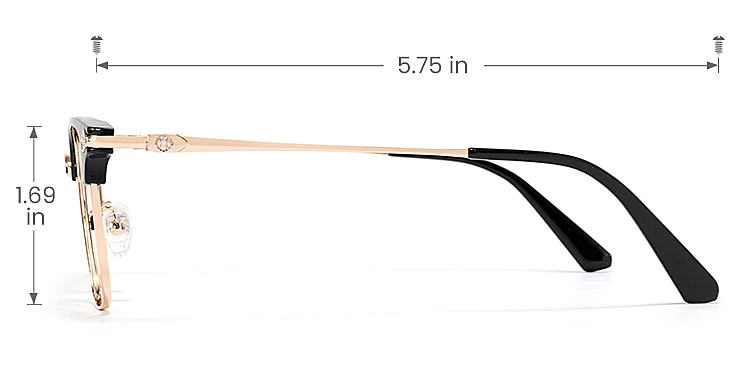 Emeka black gold   Metal  Eyeglasses, size view