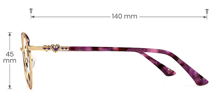 Odette purple gold   Metal  Eyeglasses, size view