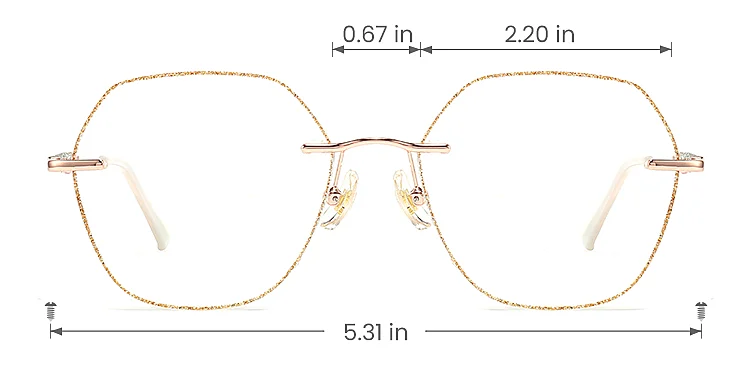 Gem rose gold gold   Metal  Eyeglasses, size view