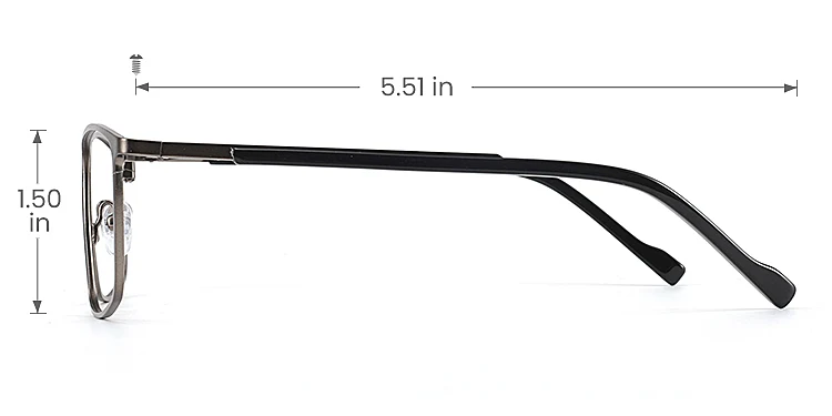 Aaron grey   Metal  Eyeglasses, size view