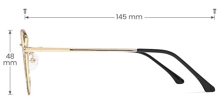 Cloe black gold   Metal  Eyeglasses, size view