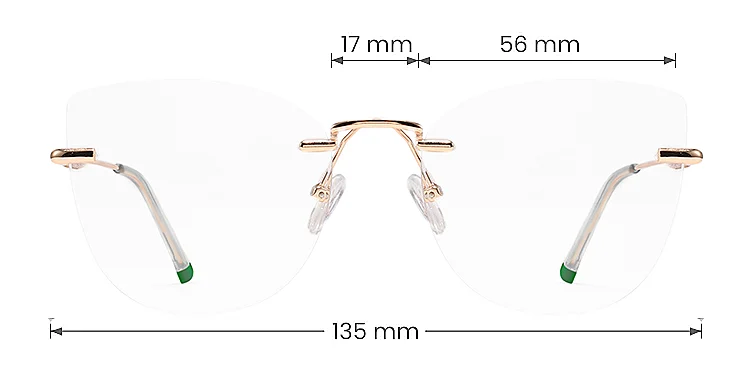 Jenny gold green   Metal  Eyeglasses, size view